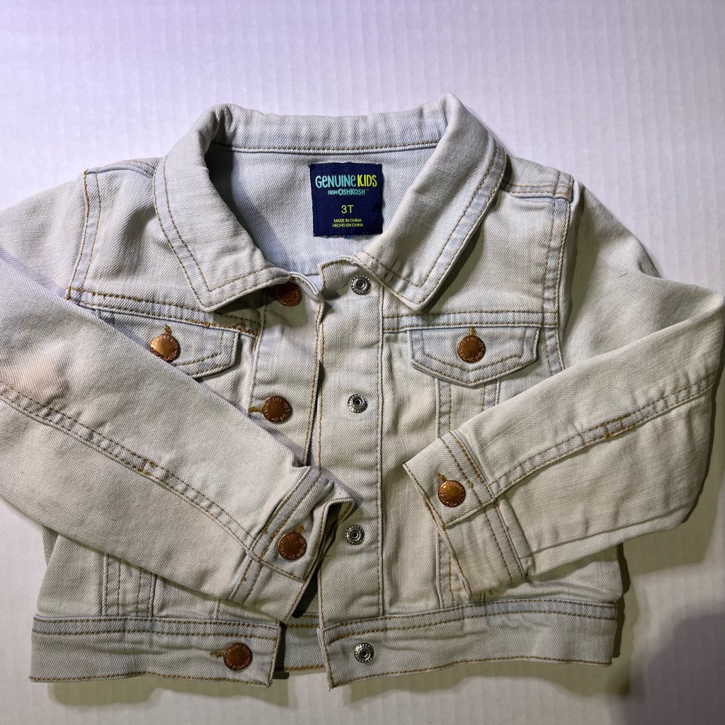 Oshkosh B'gosh Vintage Light Blue Denim Jacket 3t Embroidered Animal Theme Back